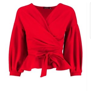 Boohoo (P) Bell Sleeved Wrap Over Top